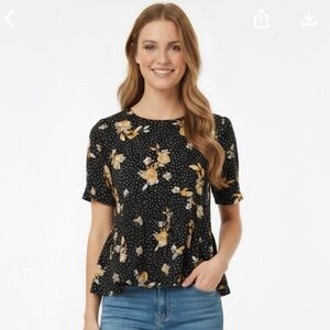 Xhilaration size medium black floral babydoll top